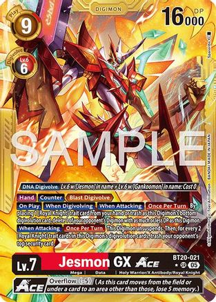 Jesmon GX ACE (Gold Border) (BT20-021) - [Advanced Booster Digimon Generation] Foil - Trinity Hobby