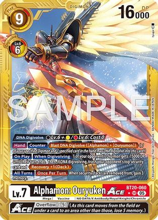 Alphamon: Ouryuken ACE (Gold Border) (BT20-060) - [Advanced Booster Digimon Generation] Foil