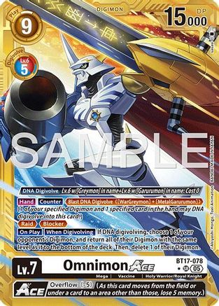 Omnimon ACE (Gold Border) (BT17-078) - [Advanced Booster Digimon Generation] Foil - Trinity Hobby