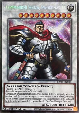 Commander Souza, Swordmaster (Starlight Rare) [L26D-ENX42] - Legendary Modern Decks 2026 1st Edition - Starlight Rare - Trinity Hobby