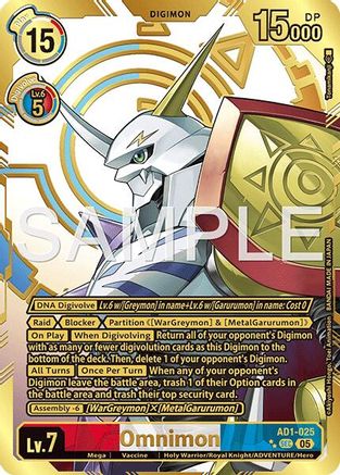 Omnimon - AD1-025 (Rare Pull) (AD1-025) - [Advanced Booster Digimon Generation] Foil - Trinity Hobby