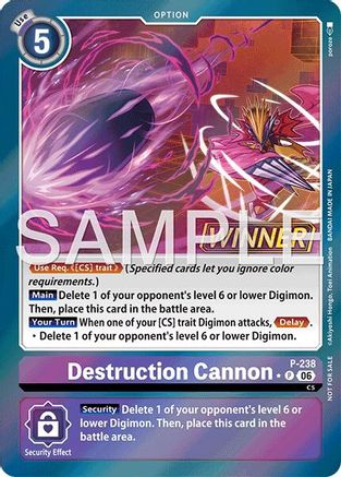 Destruction Cannon (Store Tournament 2026 Vol. 2 Winner Pack) (P-238) - [Digimon Promotion Cards] Foil - Trinity Hobby
