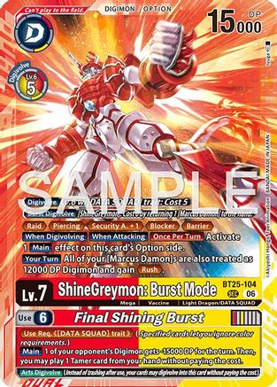 ShineGreymon: Burst Mode // Final Shining Burst (BT25-104) - [Dual Revolution] Foil