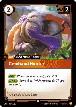Gemhand Hunter (094/219) - Unleashed Foil - Trinity Hobby
