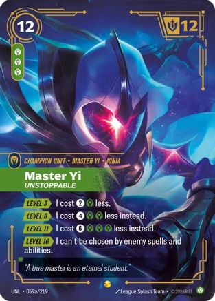 Master Yi - Unstoppable (Alternate Art) (059a/219) - Unleashed Foil - Trinity Hobby