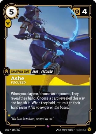 Ashe - Focused (169/219) - Unleashed Foil - Trinity Hobby