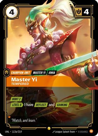 Master Yi - Tempered (Alternate Art) (113a/219) - Unleashed Foil - Trinity Hobby