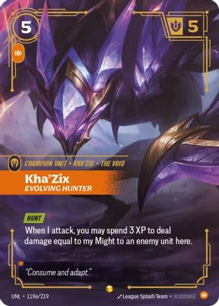 Kha'Zix - Evolving Hunter (Alternate Art) (119a/219) - Unleashed Foil - Trinity Hobby