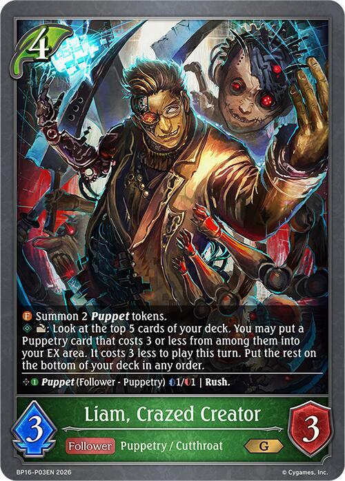 Liam, Crazed Creator - P03 (Foil) - BP16: New World Genesis (BP16-P03EN) - Trinity Hobby
