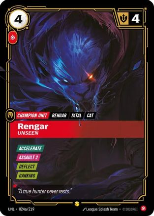 Rengar - Unseen (Alternate Art) (024a/219) - Unleashed Foil - Trinity Hobby