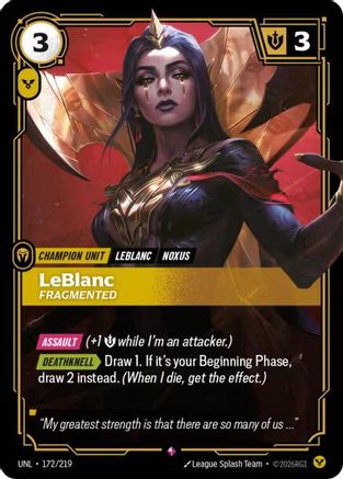 LeBlanc - Fragmented (172/219) - Unleashed Foil - Trinity Hobby