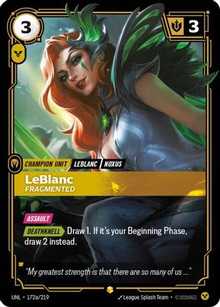 LeBlanc - Fragmented (Alternate Art) (172a/219) - Unleashed Foil - Trinity Hobby