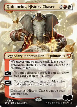 Quintorius, History Chaser (Borderless)  (SOC-007) - [Commander: Secrets of Strixhaven] - Trinity Hobby