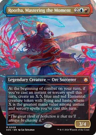 Rootha, Mastering the Moment (Borderless)  [Foil]  (SOC-008) - [Commander: Secrets of Strixhaven] - Trinity Hobby