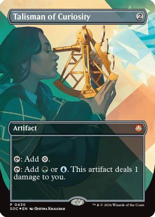 Talisman of Curiosity (Borderless)  [Foil]  (SOC-430) - [Commander: Secrets of Strixhaven] - Trinity Hobby