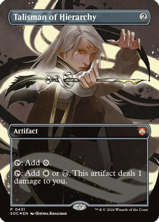 Talisman of Hierarchy (Borderless)  [Foil]  (SOC-431) - [Commander: Secrets of Strixhaven] - Trinity Hobby