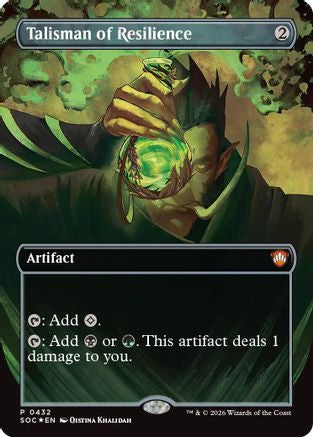 Talisman of Resilience (Borderless)  [Foil]  (SOC-432) - [Commander: Secrets of Strixhaven] - Trinity Hobby