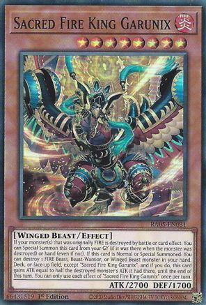 Sacred Fire King Garunix [RA05-EN031] - Rarity Collection 5 1st Edition - Super Rare - Trinity Hobby