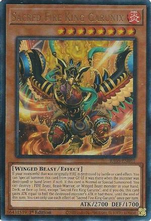Sacred Fire King Garunix (Ultimate Rare) [RA05-EN031] - Rarity Collection 5 1st Edition - Ultimate Rare - Trinity Hobby