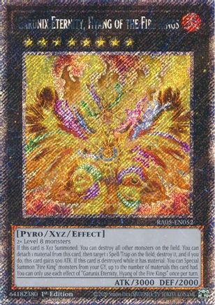 Garunix Eternity, Hyang of the Fire Kings (Platinum Secret Rare) [RA05-EN052] - Rarity Collection 5 1st Edition - Platinum Secret Rare - Trinity Hobby