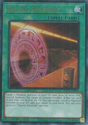 Special Schedule (Ultimate Rare) [RA05-EN060] - Rarity Collection 5 1st Edition - Ultimate Rare - Trinity Hobby