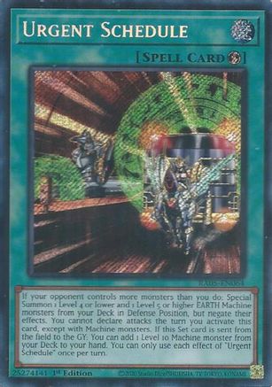 Urgent Schedule (Secret Rare) [RA05-EN064] - Rarity Collection 5 1st Edition - Secret Rare - Trinity Hobby