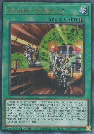 Urgent Schedule (Ultimate Rare) [RA05-EN064] - Rarity Collection 5 1st Edition - Ultimate Rare - Trinity Hobby