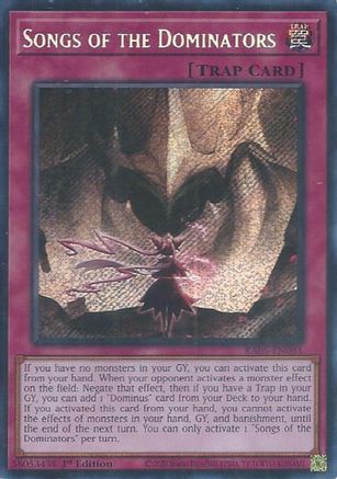 Songs of the Dominators (Secret Rare) [RA05-EN081] - Rarity Collection 5 1st Edition - Secret Rare - Trinity Hobby