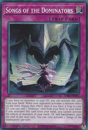 Songs of the Dominators [RA05-EN081] - Rarity Collection 5 1st Edition - Super Rare - Trinity Hobby