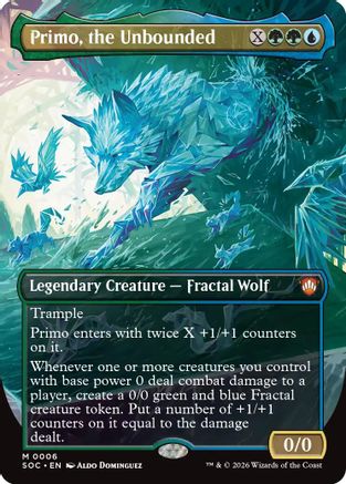 Primo, the Unbounded (Borderless)  [Foil]  (SOC-006) - [Commander: Secrets of Strixhaven] - Trinity Hobby