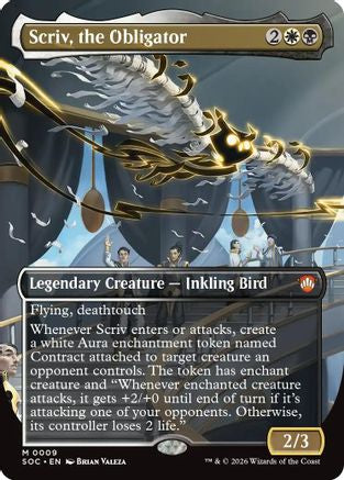 Scriv, the Obligator (Borderless)  (SOC-009) - [Commander: Secrets of Strixhaven] - Trinity Hobby