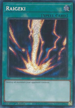 Raigeki (Secret Rare) [RA05-EN110] - Rarity Collection 5 1st Edition - Secret Rare - Trinity Hobby