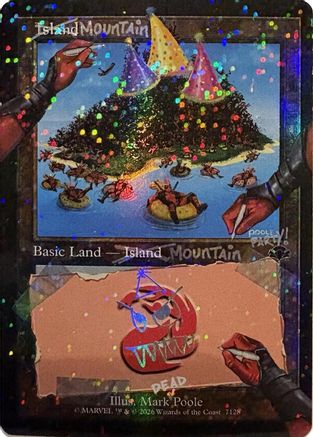 Mountain (7128) (Pool Party Foil)  [Foil]  (SLD-7128) - [Secret Lair Drop Series] - Trinity Hobby