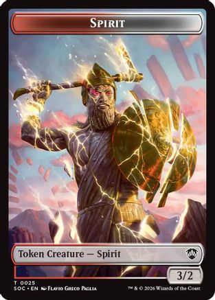 Spirit (0025) // Copy Double-Sided Token  (SOC-25 // 1) - [Commander: Secrets of Strixhaven]