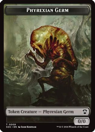 Phyrexian Germ // Treasure Double-Sided Token  (SOC-9 // 12) - [Commander: Secrets of Strixhaven] - Trinity Hobby
