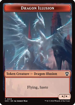 Dragon Illusion // Elemental (0002) Double-Sided Token  (SOC-13 // 2) - [Commander: Secrets of Strixhaven]