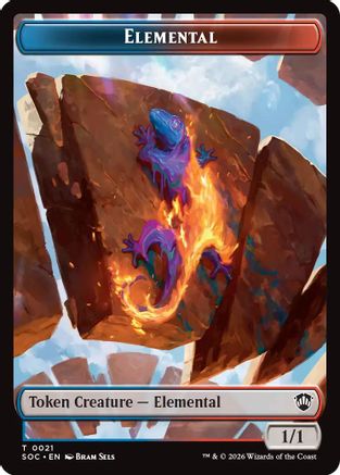 Elemental (0021) // Phyrexian Myr Double-Sided Token  (SOC-21 // 8) - [Commander: Secrets of Strixhaven]