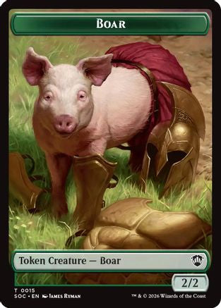 Boar // Fractal (0005) Double-Sided Token  (SOC-15 // 5) - [Commander: Secrets of Strixhaven] - Trinity Hobby