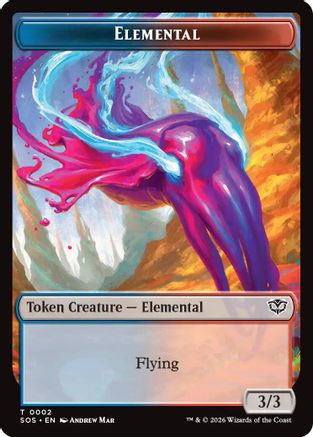 Elemental (0002) // Treasure Double-Sided Token  (SOS-2 // 12) - [Secrets of Strixhaven]
