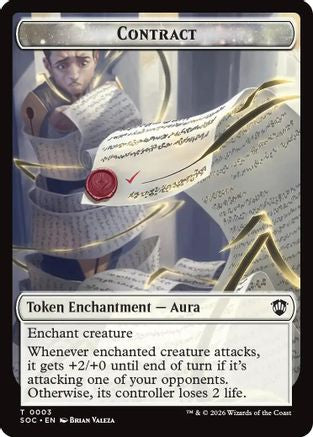 Contract // Pegasus Double-Sided Token  [Foil]  (SOC-3 // 5) - [Commander: Secrets of Strixhaven] - Trinity Hobby