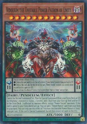 Vidolium the Unstable Power Patron of Unity [BLZD-EN010] - Blazing Dominion 1st Edition - Super Rare - Trinity Hobby