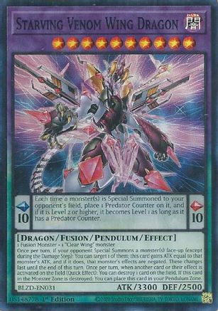 Starving Venom Wing Dragon [BLZD-EN031] - Blazing Dominion 1st Edition - Super Rare - Trinity Hobby