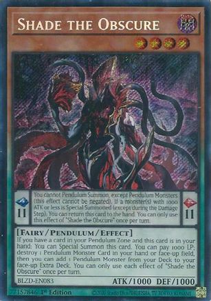Shade the Obscure [BLZD-EN083] - Blazing Dominion 1st Edition - Secret Rare - Trinity Hobby