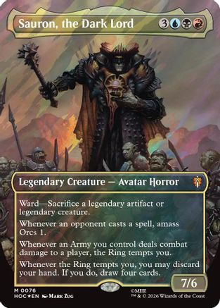 Sauron, the Dark Lord (Borderless) (Surge Foil)  [Foil]  (HOB-076) - [The Hobbit] - Trinity Hobby