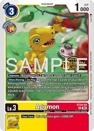 Agumon (Welcome Tamers Pack Vol.2) (ST24-04) - [Starter Deck 24: Data Squad Release Event Cards] Foil