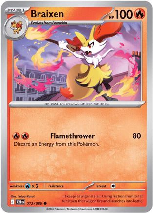 Braixen - (012/null) Reverse Holofoil [ME04 Chaos Rising]