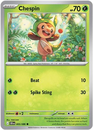 Chespin - (005/086) Reverse Holofoil [ME04 Chaos Rising]