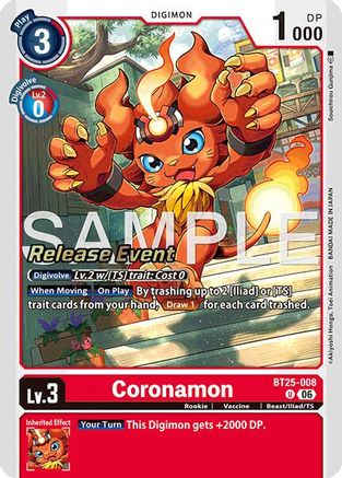 Coronamon (BT25-008) - [Dual Revolution Release Event Cards] Foil