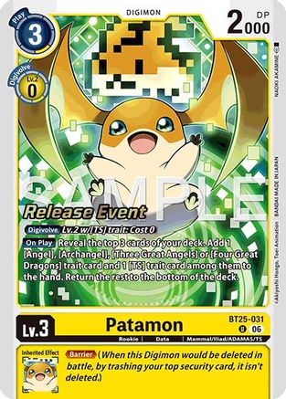 Patamon (BT25-031) - [Dual Revolution Release Event Cards] Foil