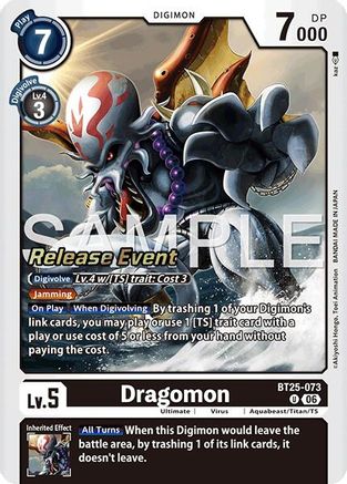 Dragomon (BT25-073) - [Dual Revolution Release Event Cards] Foil
